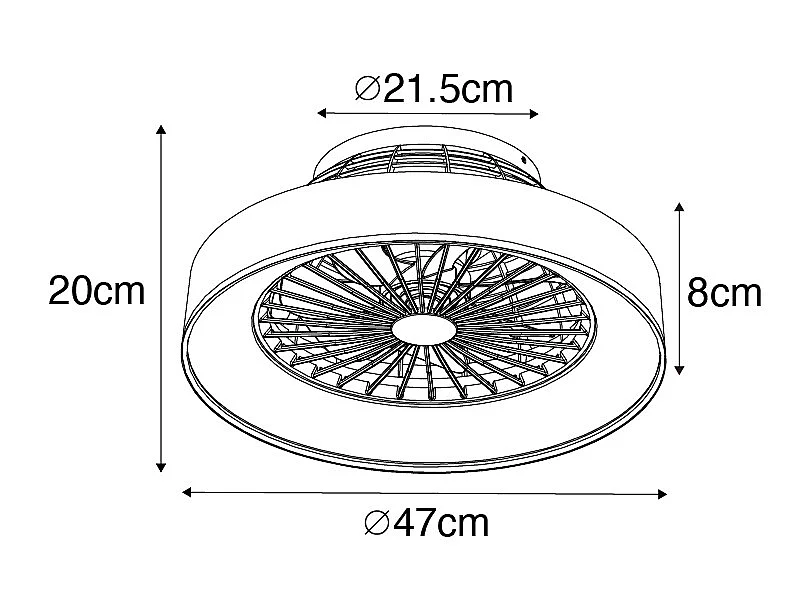 Ventilateur de plafond noir avec LED avec télécommande - Emily