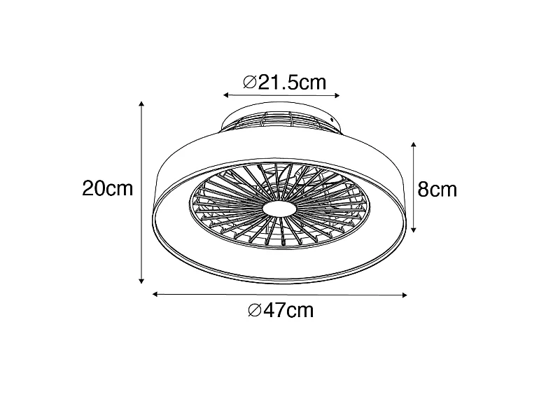 Ventilateur de plafond noir avec LED avec télécommande - Emily