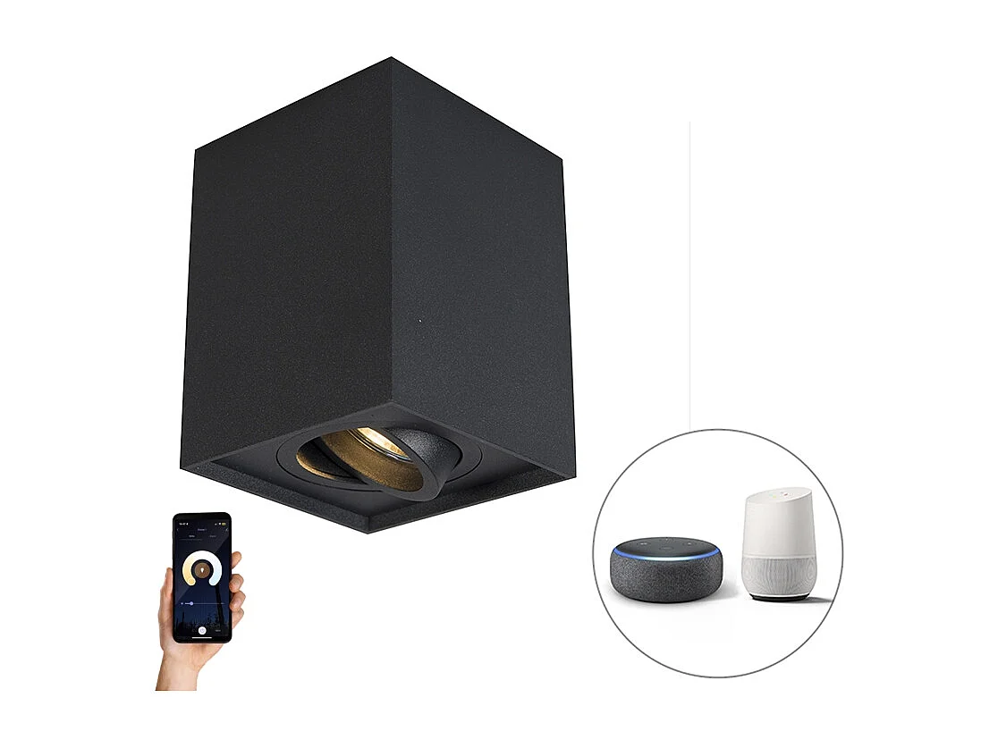 Spot Smart noir réglable avec ampoule WiFi GU10 - Quadro Up