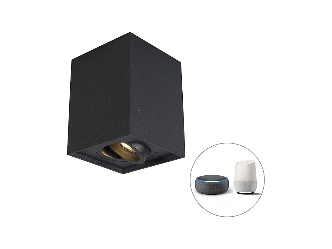 Spot Smart noir réglable avec ampoule WiFi GU10 - Quadro Up