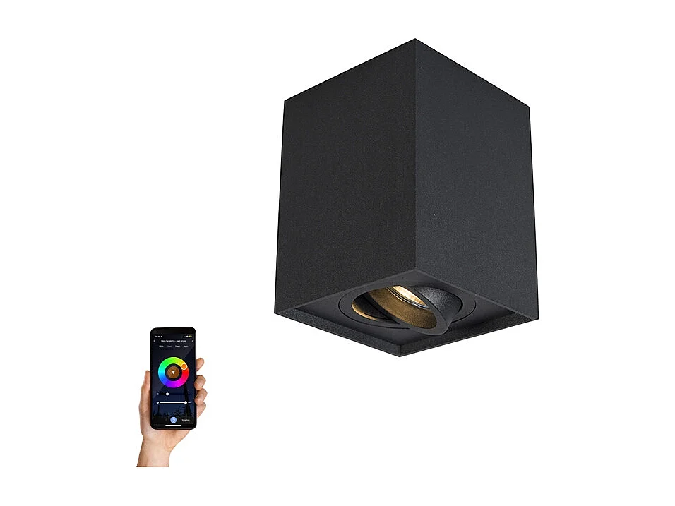 Spot intelligent noir orientable avec WiFi GU10 - Quadro Up