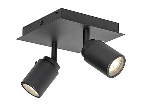 Spot de salle de bain moderne carré noir 2 lumières IP44 - Ducha