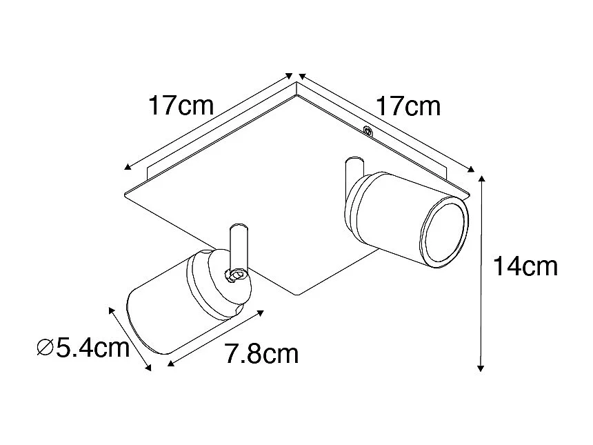 Spot de salle de bain moderne carré noir 2 lumières IP44 - Ducha