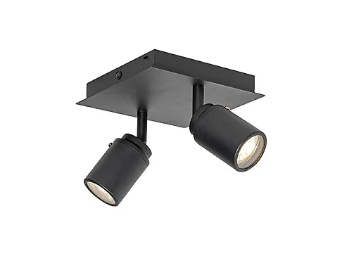 Spot de salle de bain moderne carré noir 2 lumières IP44 - Ducha