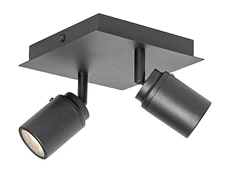 Spot de salle de bain moderne noir carré 2 lumières IP44 - Ducha