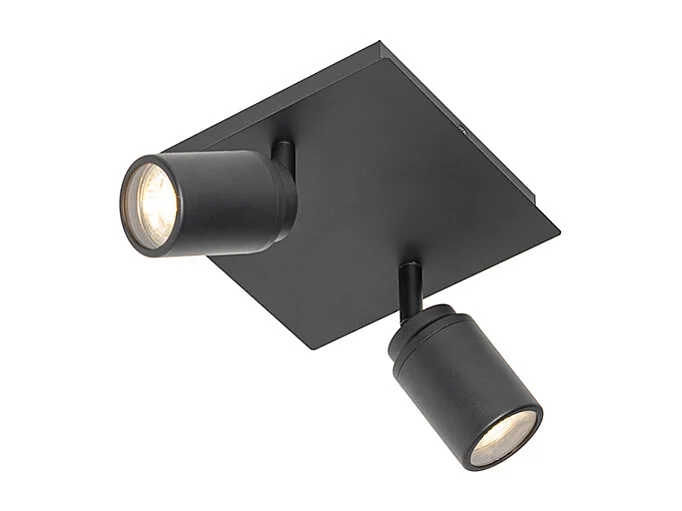 Spot de salle de bain moderne noir carré 2 lumières IP44 - Ducha