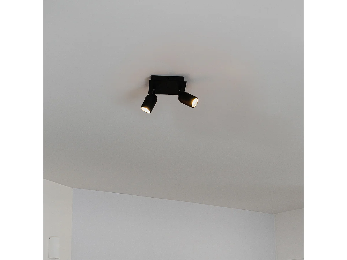 Spot de salle de bain moderne noir carré 2 lumières IP44 - Ducha