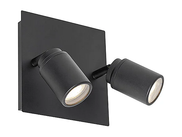 Spot de salle de bain moderne noir carré 2 lumières IP44 - Ducha
