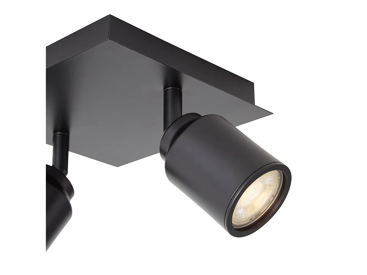 Spot de salle de bain moderne noir carré 2 lumières IP44 - Ducha