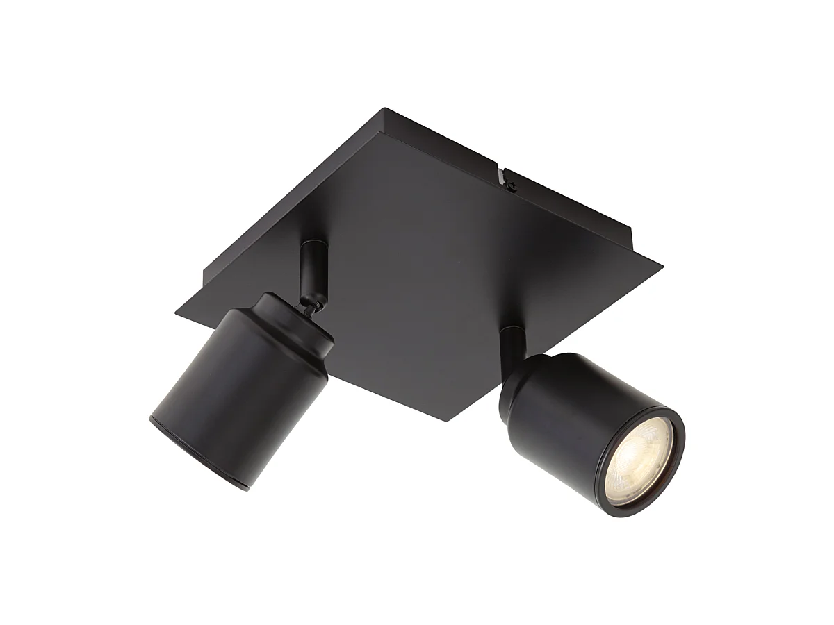 Spot de salle de bain moderne noir carré 2 lumières IP44 - Ducha