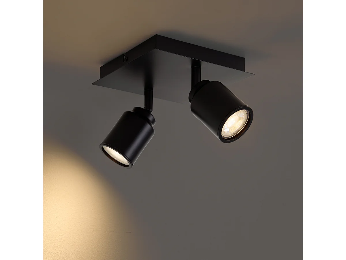 Spot de salle de bain moderne noir carré 2 lumières IP44 - Ducha