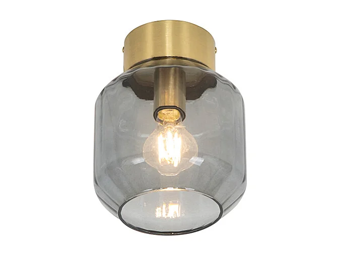 Plafonnier moderne en laiton avec verre fumé - Stiklo