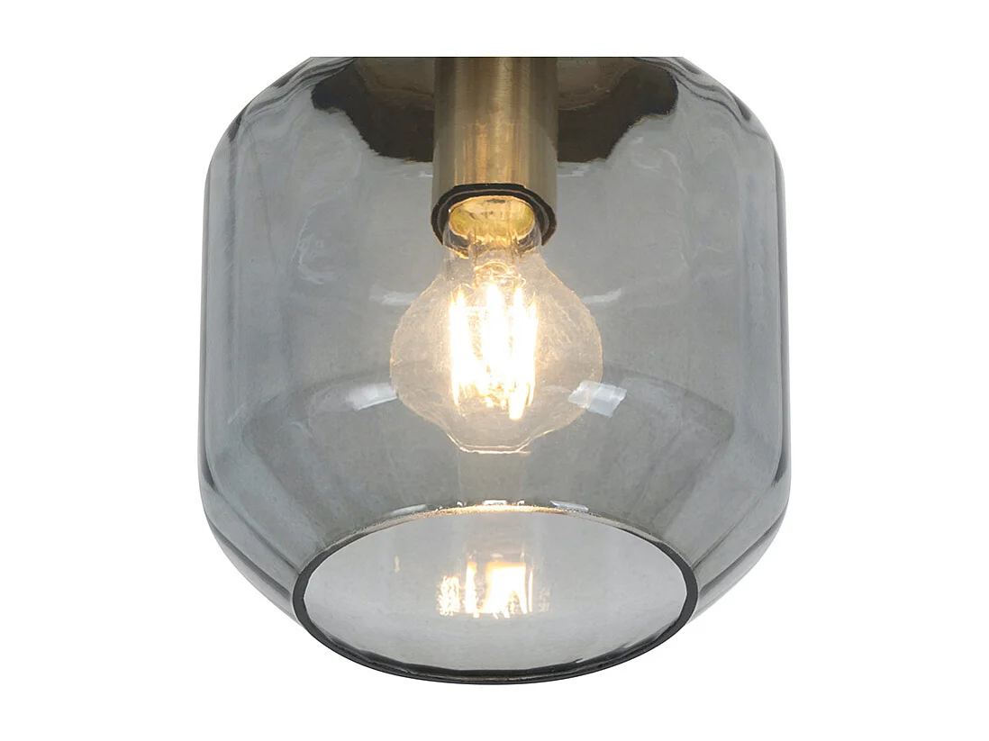 Plafonnier moderne en laiton avec verre fumé - Stiklo
