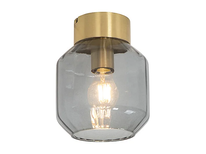Plafonnier moderne en laiton avec verre fumé - Stiklo