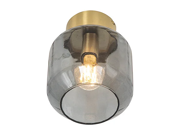 Plafonnier moderne en laiton avec verre fumé - Stiklo