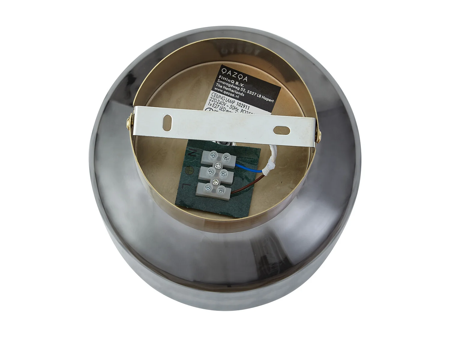 Plafonnier moderne en laiton avec verre fumé - Stiklo