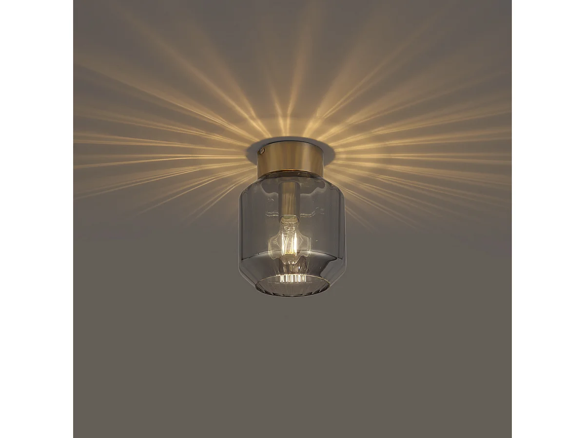 Plafonnier moderne en laiton avec verre fumé - Stiklo