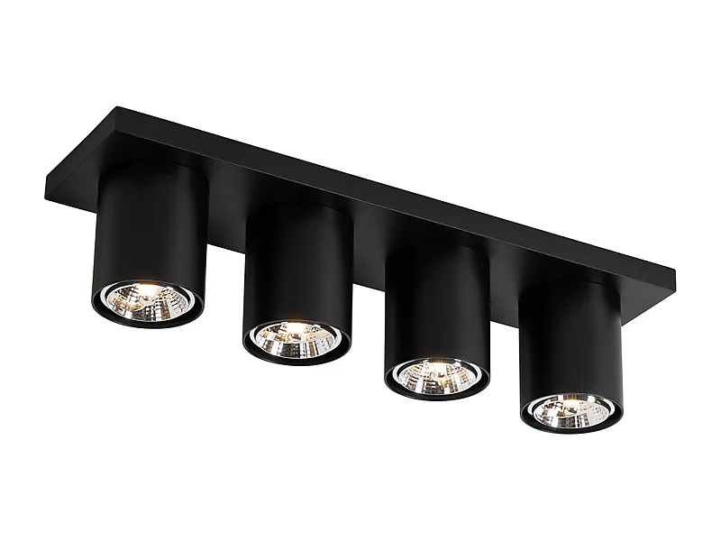 Spot de plafond moderne noir 4 lumières - Tubo