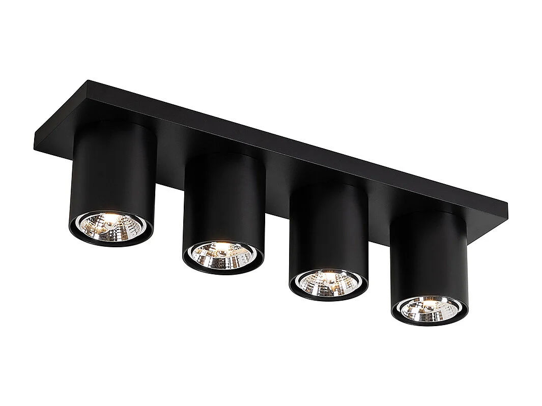 Spot de plafond moderne noir 4 lumières - Tubo
