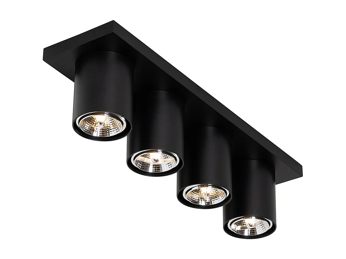 Spot de plafond moderne noir 4 lumières - Tubo