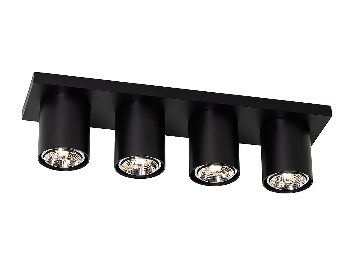 Spot de plafond moderne noir 4 lumières - Tubo