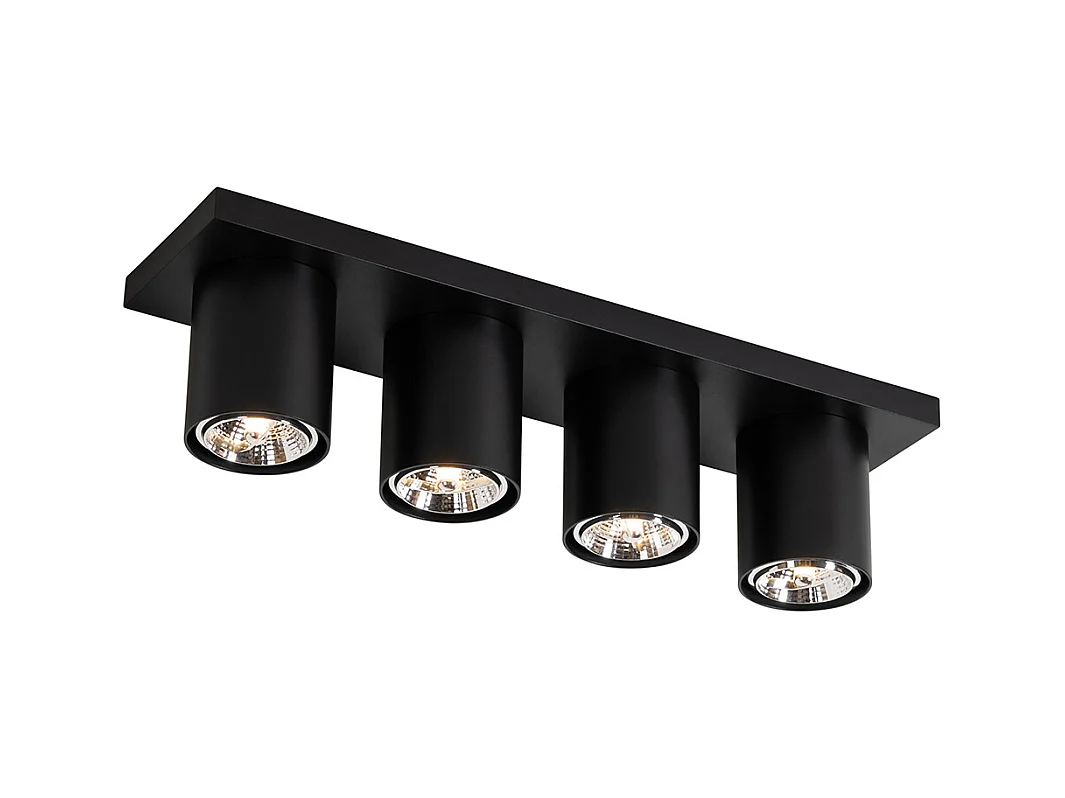 Spot de plafond moderne noir 4 lumières - Tubo