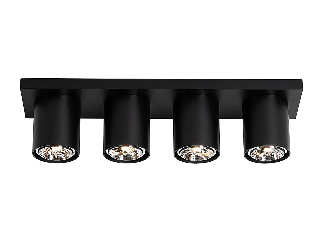 Plafonnier spot moderne noir 4 lumières - Tubo