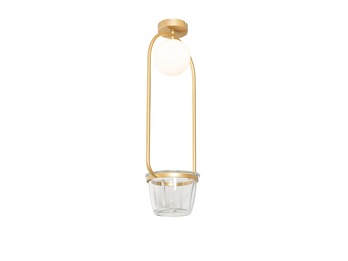Plafonnier Art Déco doré avec verre blanc - Isabella