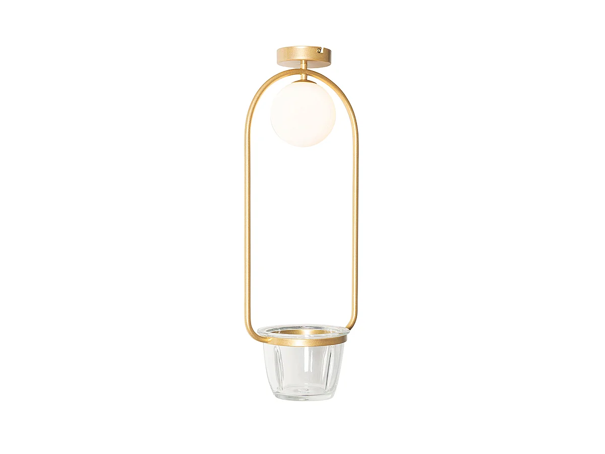 Plafonnier Art Déco doré avec verre blanc - Isabella