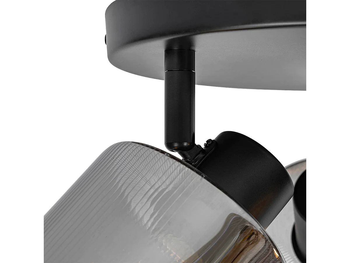 Spot de plafond noir avec verre fumé rond 3 lumières orientable - Laura