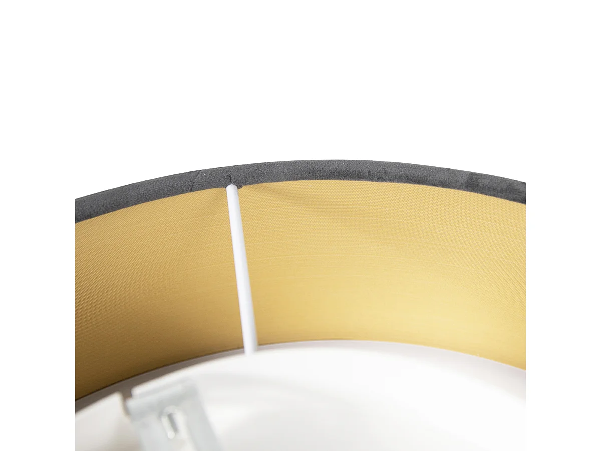 Plafonnier moderne gris 40 cm avec intérieur doré - Drum