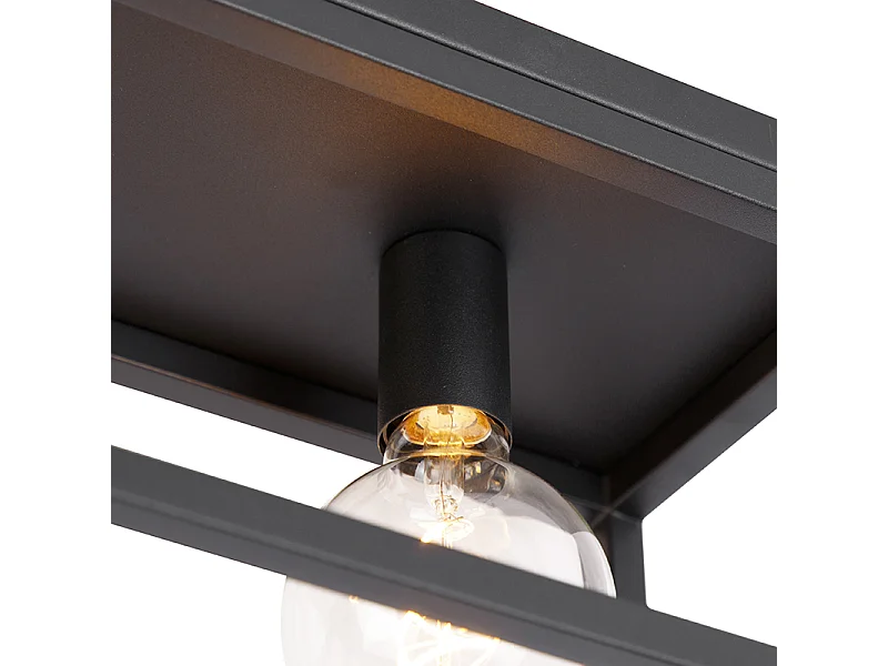 Plafonnier industriel noir 99,5 cm 4 lumières - Cage