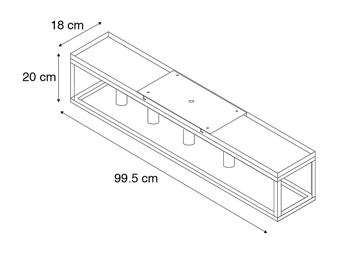 Plafonnier industriel noir 99,5 cm 4 lumières - Cage