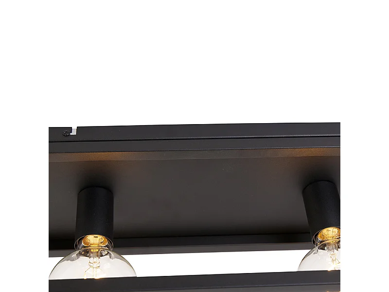 Plafonnier industriel noir 99,5 cm 4 lumières - Cage