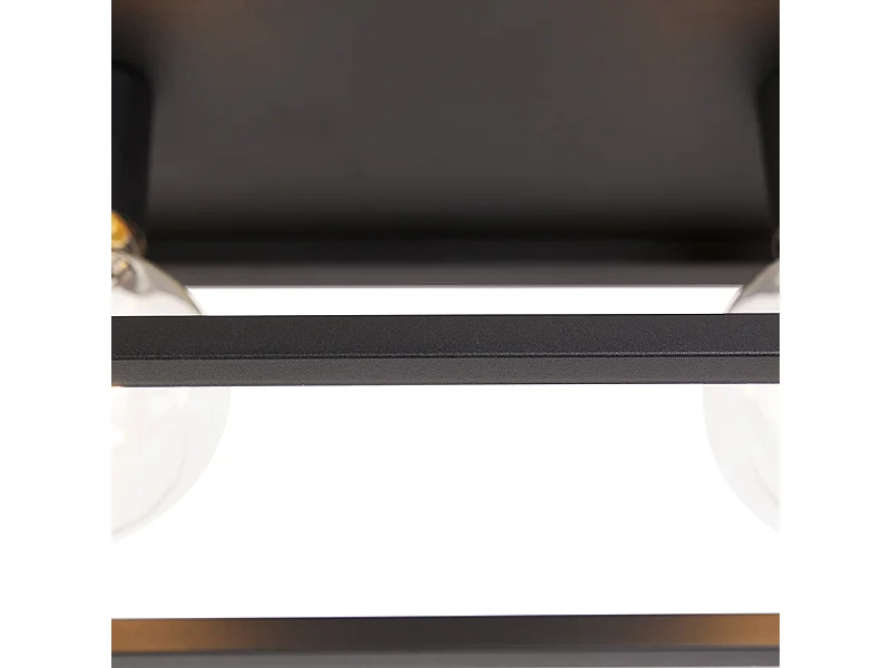 Plafonnier industriel noir 99,5 cm 4 lumières - Cage