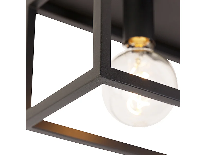 Plafonnier industriel noir 99,5 cm 4 lumières - Cage