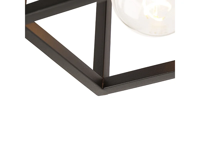 Plafonnier industriel noir 99,5 cm 4 lumières - Cage