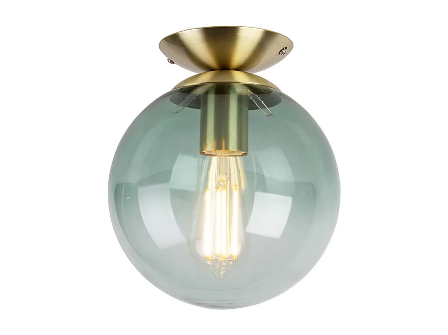 Plafonnier Art deco avec abat-jour en verre vert - Pallon