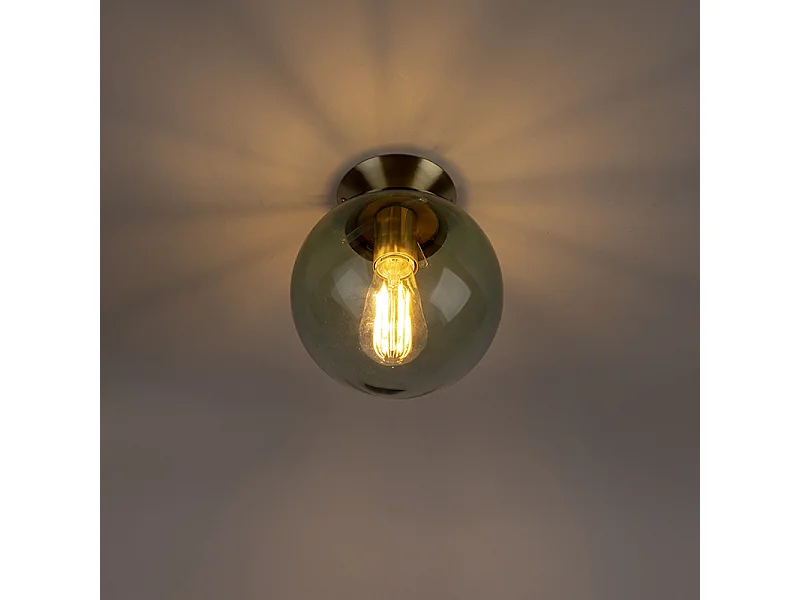 Plafonnier Art deco avec abat-jour en verre vert - Pallon