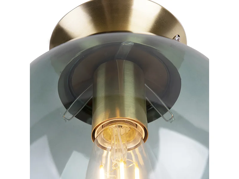 Plafonnier Art déco en laiton avec verre vert - Pallon