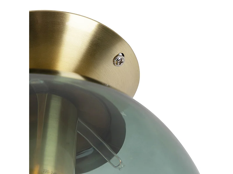 Plafonnier Art déco en laiton avec verre vert - Pallon