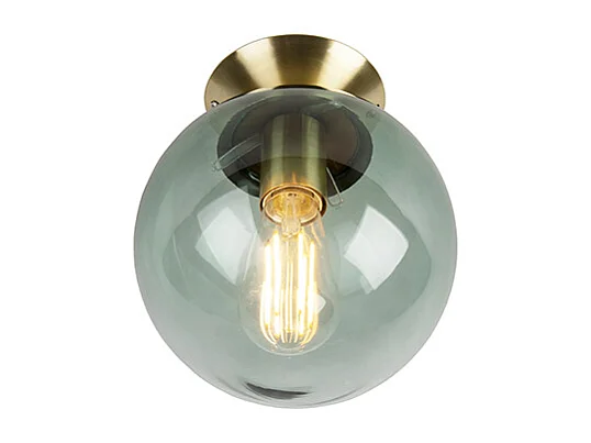 Plafonnier Art déco en laiton avec verre vert - Pallon
