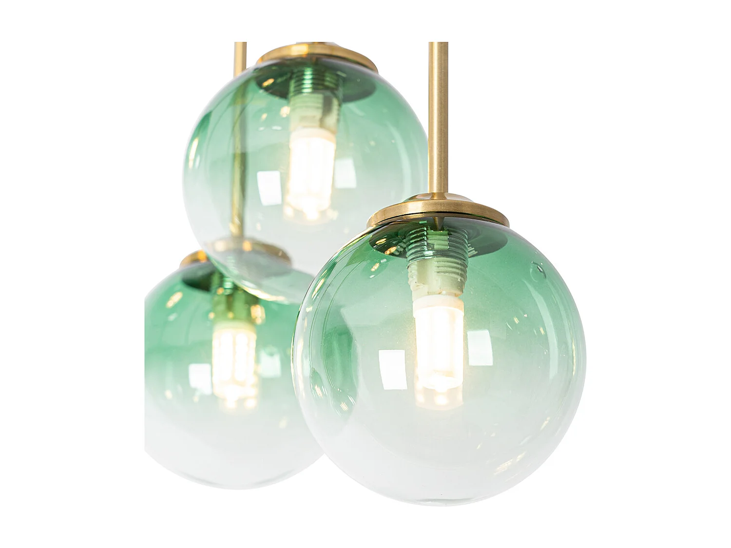 Plafonnier Art Déco or avec verre vert 9 lumières - Athènes