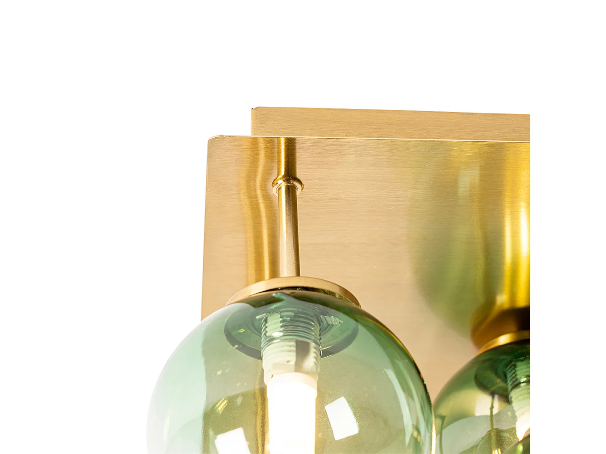 Plafonnier Art Déco or avec verre vert 9 lumières - Athènes