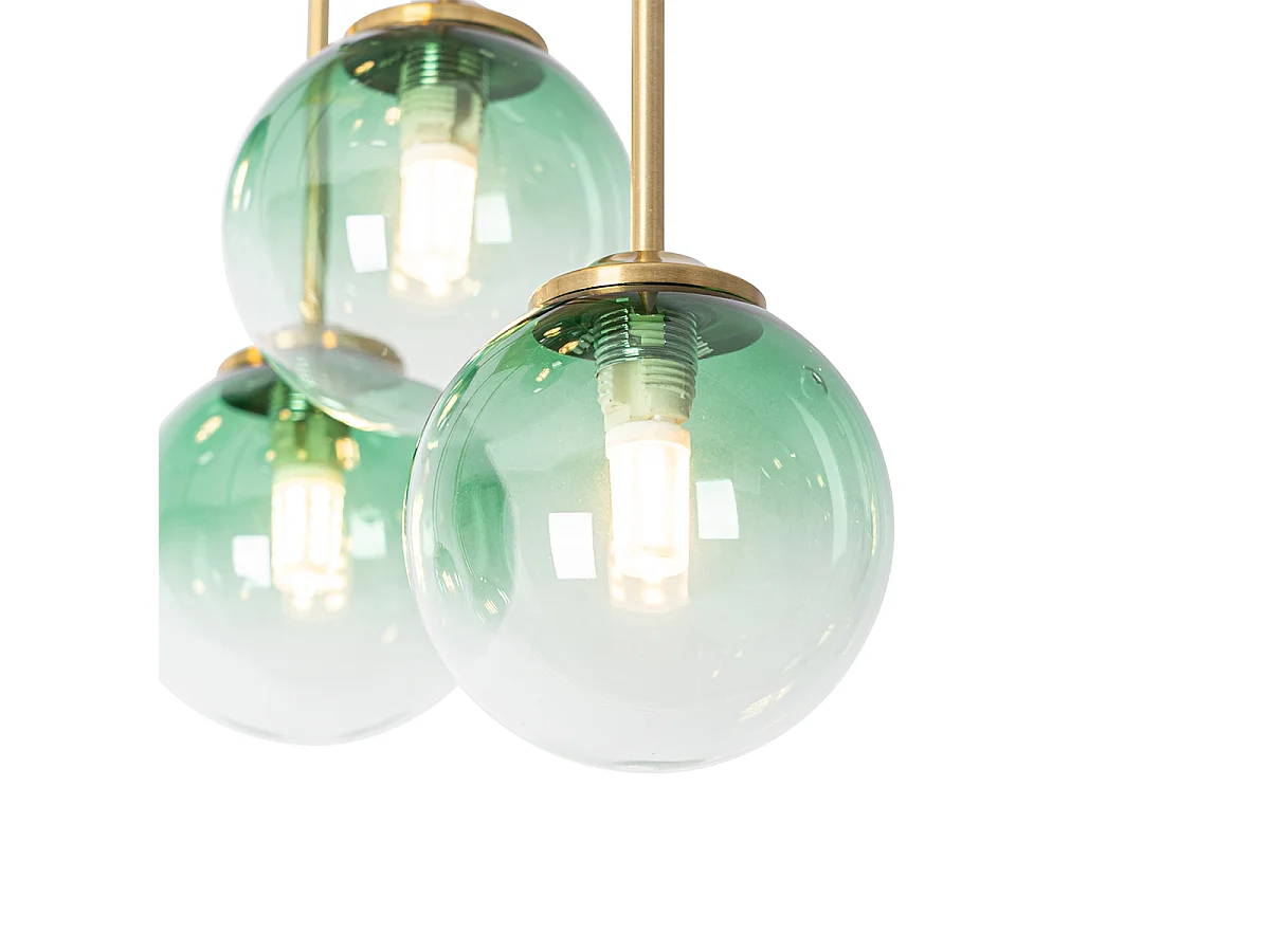 Plafonnier Art déco doré avec verre vert 9 lumières - Athènes