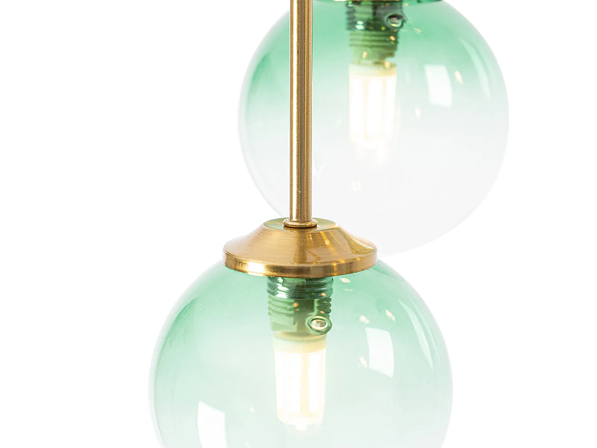 Plafonnier Art déco doré avec verre vert 9 lumières - Athènes