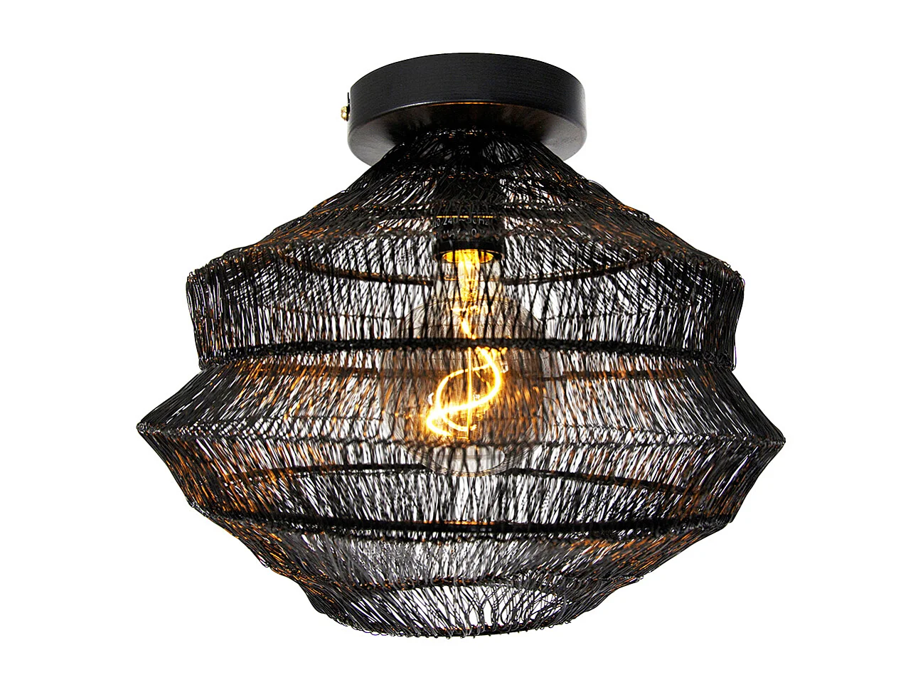 Plafonnier oriental noir 25 cm - Vadi