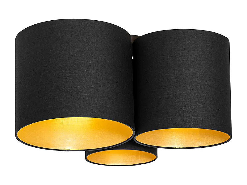 Plafonnier noir avec intérieur doré 3 lumières - Multidrum