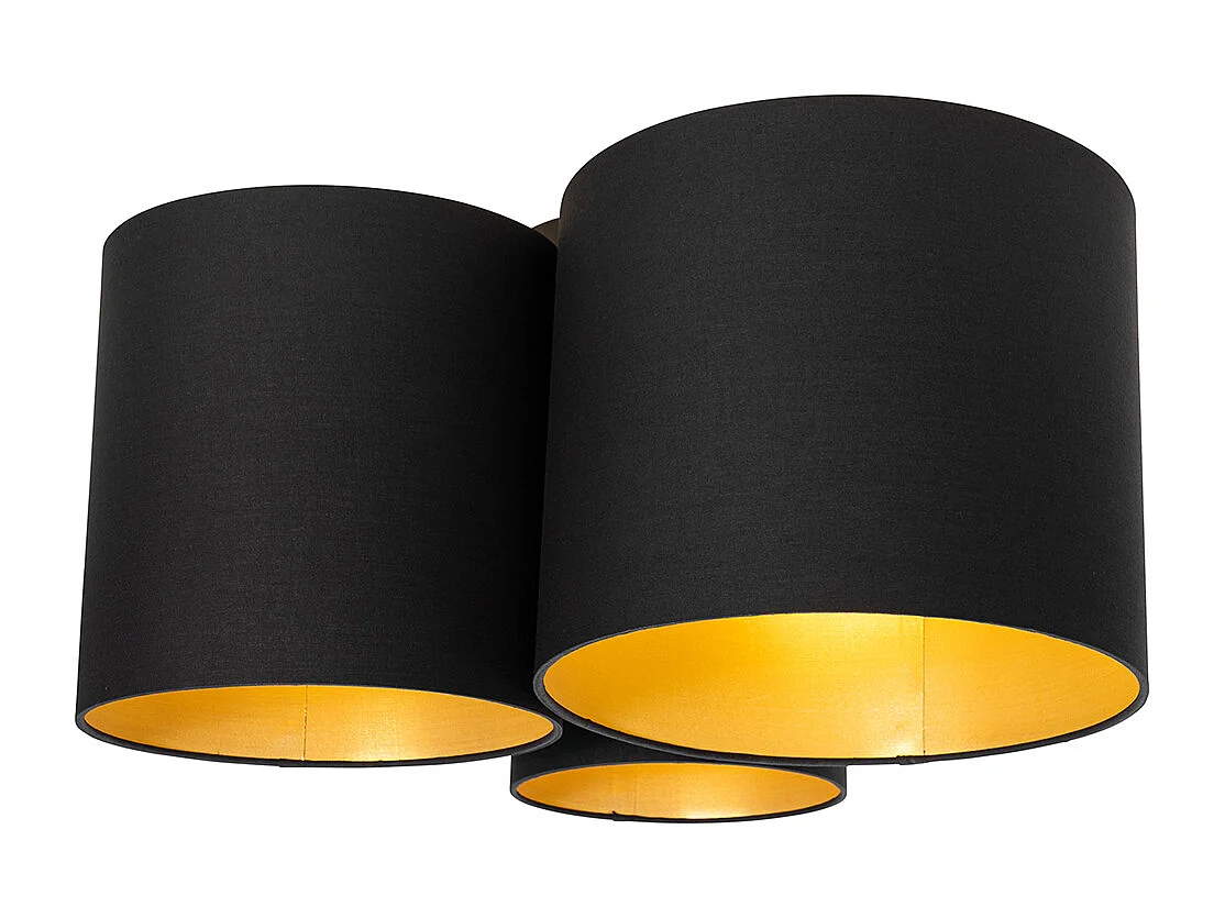 Plafonnier noir avec intérieur doré 3 lumières - Multidrum
