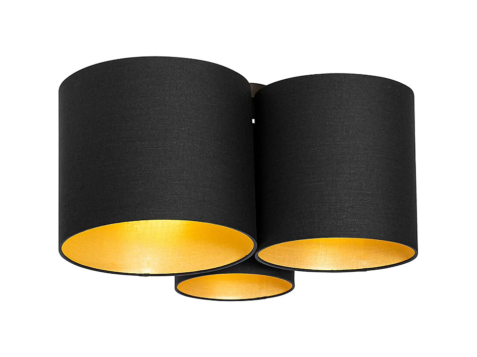 Plafonnier noir avec intérieur doré 3 lumières - Multidrum